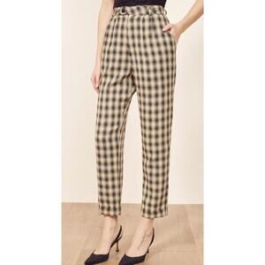 Reformation Heath High-Rise Plaid Pants with Cuffed Hems